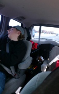 asleep in the back seat